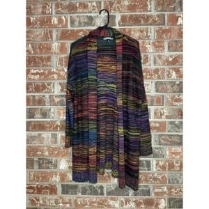 Plus Size Rainbow Knit Duster Cardigan Sz 2X United States Sweaters Cozy Striped